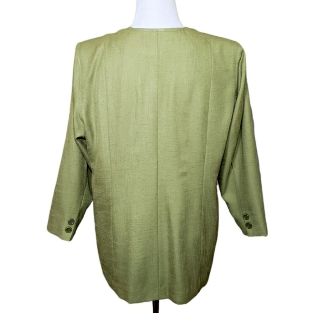Vintage Blazer Green Collarless 80s - Picture 4 of 6